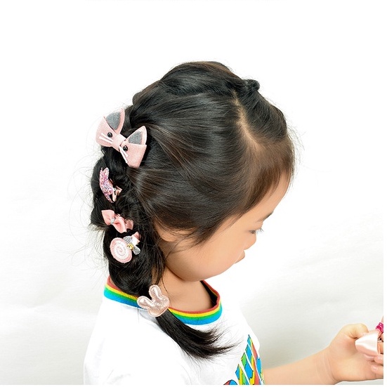 Kẹp tóc cho bé hộp màu hồng dễ thương xinh xắn gồm 18 chi tiết HadyyKids H.CT18