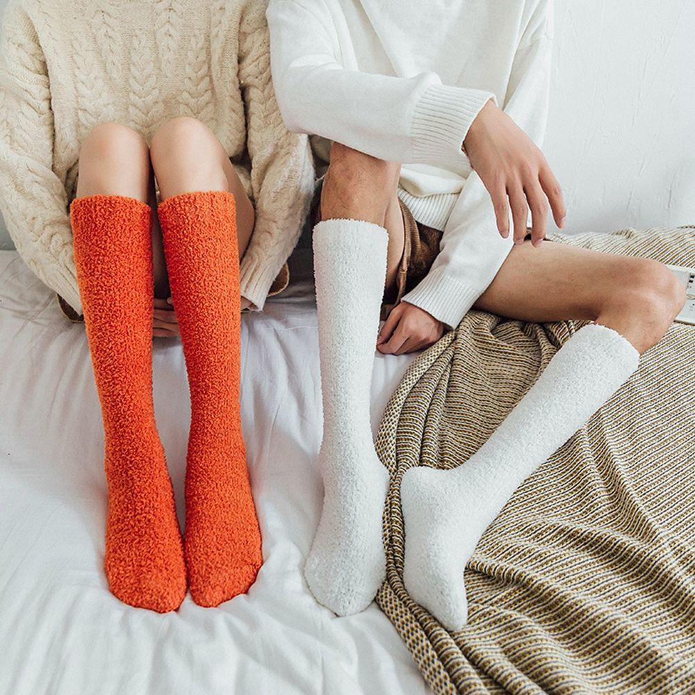 Vớ Cotton Lông Cừu San Hô Co Giãn Màu Trơn Dễ Thương Thời Trang Thu Đông Cho Nam