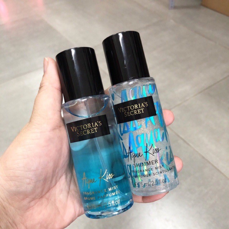 Set 2 chai Xịt Thơm Victoria’s Secret I Love Shimmer Aqua Kiss Fragrance Mist Gift Set