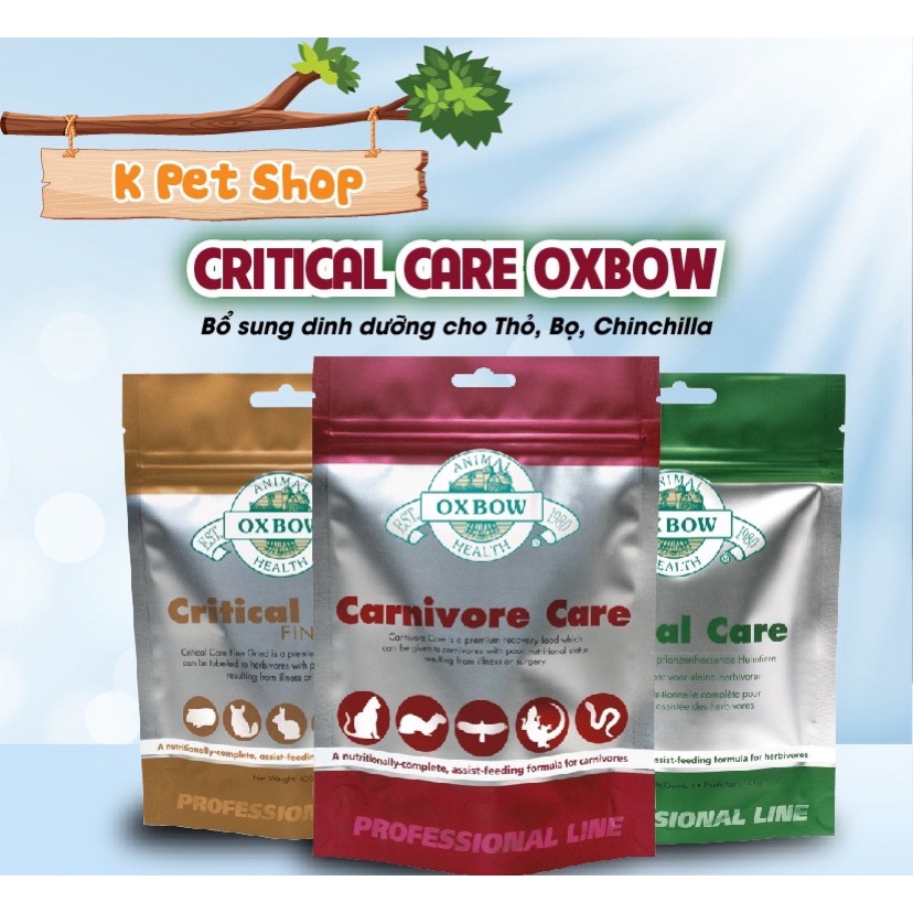 Critical Care Oxbow  Thức Ăn Phục Hồi Khẩn Cấp Cho Thỏ Bọ Rùa Bò Sát