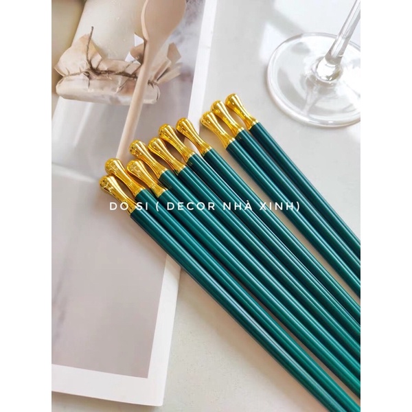 Set 10 đôi đũa giọt sương hợp kim xinh xắn