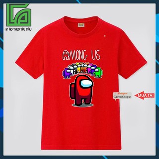 (SALE 60%) ÁO THUN IN HÌNH GAME AMONG US MÀU ĐỎ VẢI COTTON THÁI S116