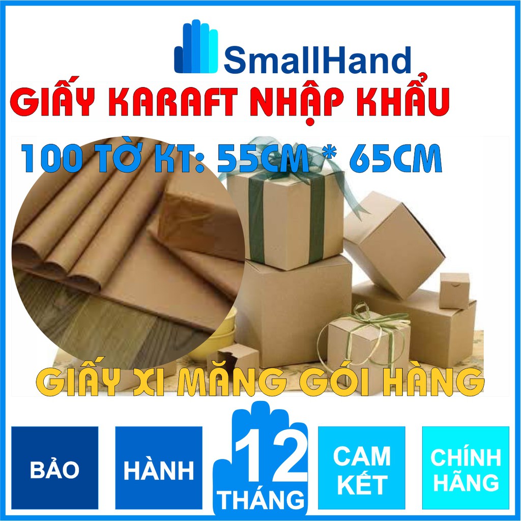 100 tờ Giấy Kraft màu da bò KT: 65cm x 55cm – Giấy ngoại – Chống thấm nước – Dai chắc