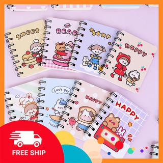 [FREESHIP_Hàng Auth] [XẢ KHO_FREESHIP]  Sổ gáy lò xo cầm tay hình vẽ hoạt hình cute
