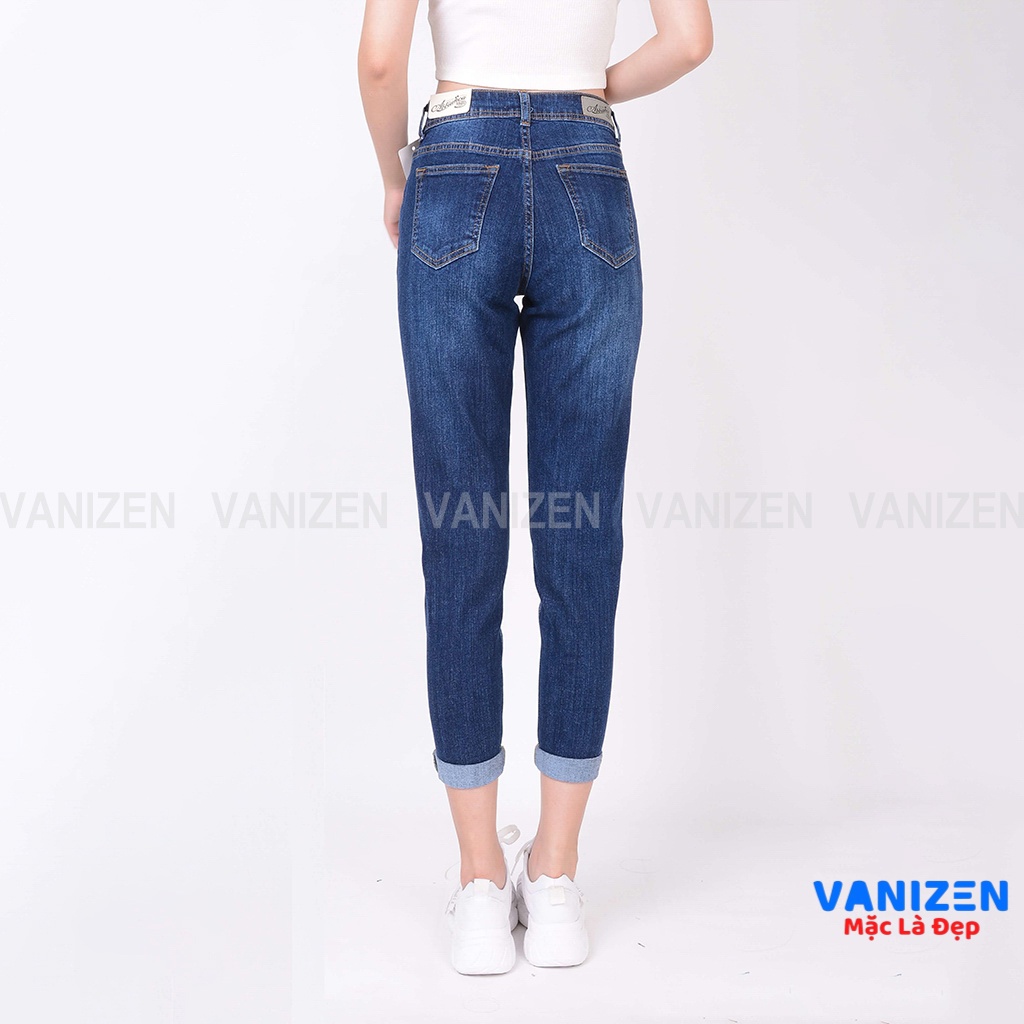 Quần jean nữ ống rộng baggy đẹp lưng cao cạp căn bản xước nhẹ hàng hiệu cao cấp mã 342 VANIZEN
