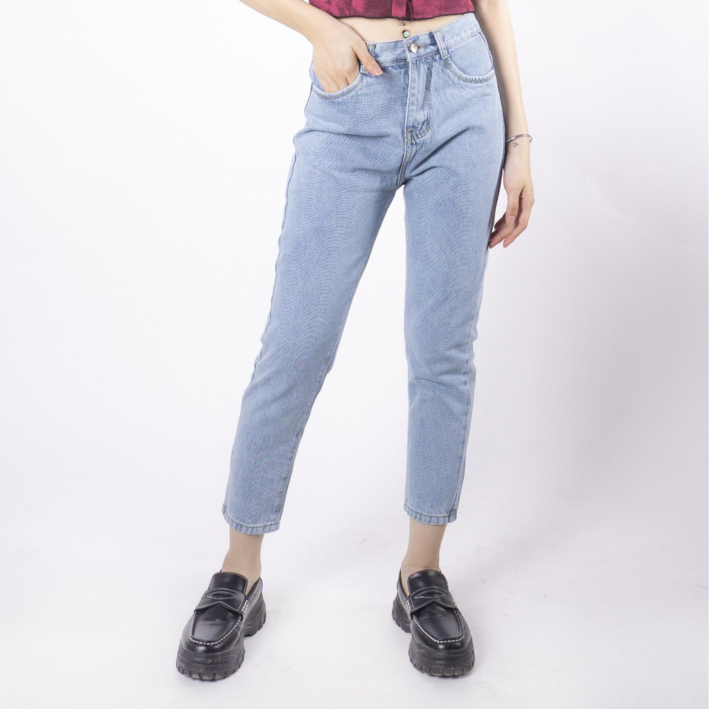 Quần jean nữ Ulzzang GENZ mẫu lưng cao baggy trơn thời trang ZWJ027 | BigBuy360 - bigbuy360.vn