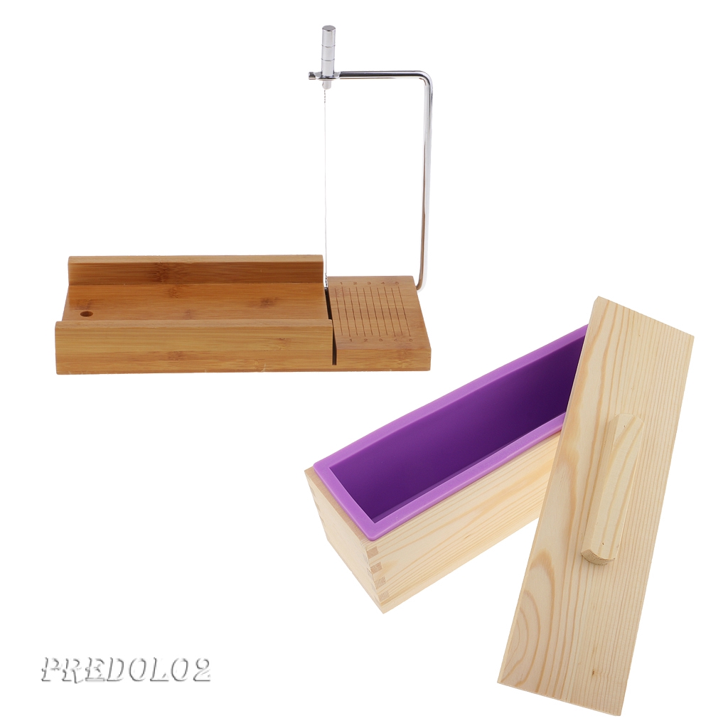 Silicone Soap Mold Rectangle Wooden Box DIY Toast Loaf Mould Cutter Tools