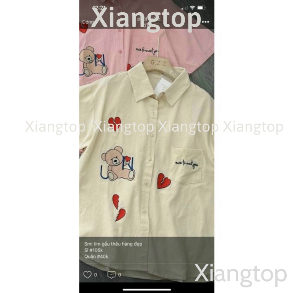 áo sơ mi in gấu DT00011 xiangtop | BigBuy360 - bigbuy360.vn