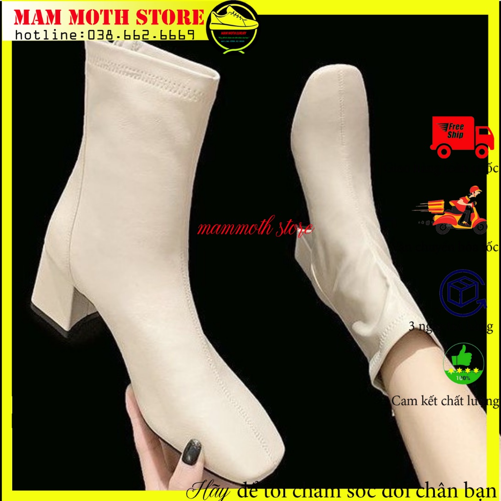 Bốt nữ cổ cao,boot nữ khóa sau hàng quảng châu da bò cao cấp full size shop MAMMOTH