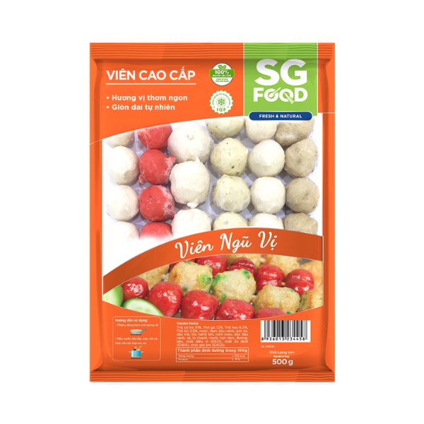 Cá viên , bò viên, tôm viên, gà viên, viên ngũ vị  SG Food 500gr đủ vị