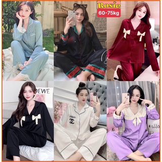 [ Bigsize 60-75kg ] Bộ ngủ pijama nữ Tay dài lụa Satin / Latin form to nhiều mẫu lựa chọn