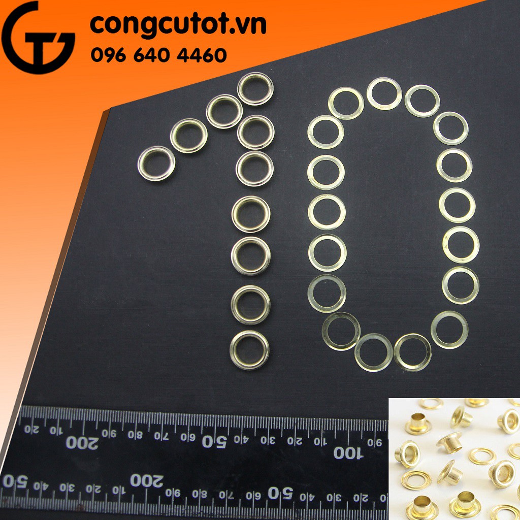 Mắt cáo 10mm vàng túi 100 cặp chuyên bấm bạt
