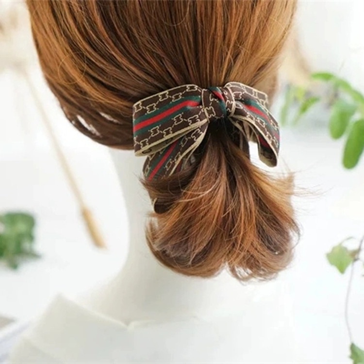 Kẹp tóc gấp nơ 3 tầng họa tiết cổ điển thời trang sang trọng K36