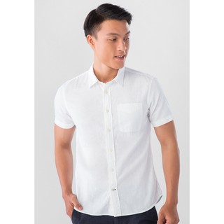 Áo Sơ Mi Nam Ngắn Tay Chất Liệu Linen Giordano Linen Shirt Màu Trắng 0104820201