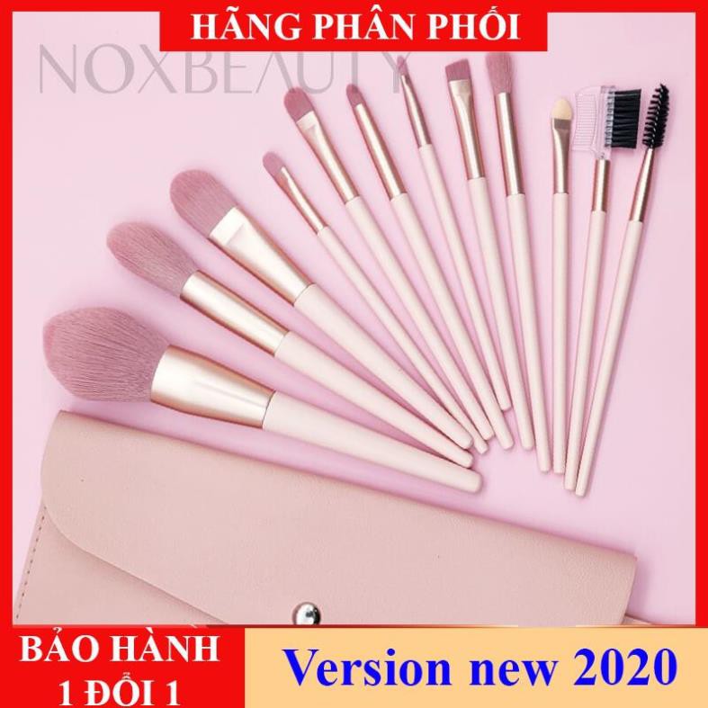 Flash sale - Bộ 12 cọ trang điểm NOXBEAUTY đánh phấn mắt kẻ viền môi đánh phấn má hồng chuyên nghiệp,kèm ví đựng