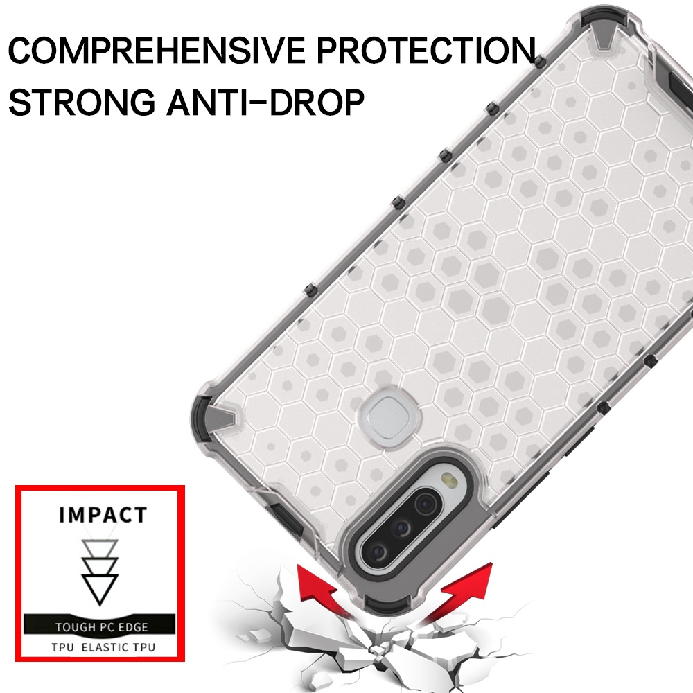 Ốp Điện Thoại PC Cứng Chống Sốc Họa Tiết Tổ Ong Trong Suốt Cho Vivo Y11s Y12 Y12A Y12s Y15 Y17