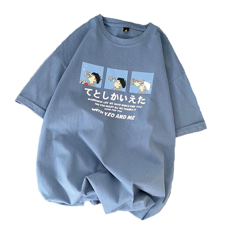 Áo thun ngắn tay cổ tròn có in hình phong cách Hàn Quốc | BigBuy360 - bigbuy360.vn