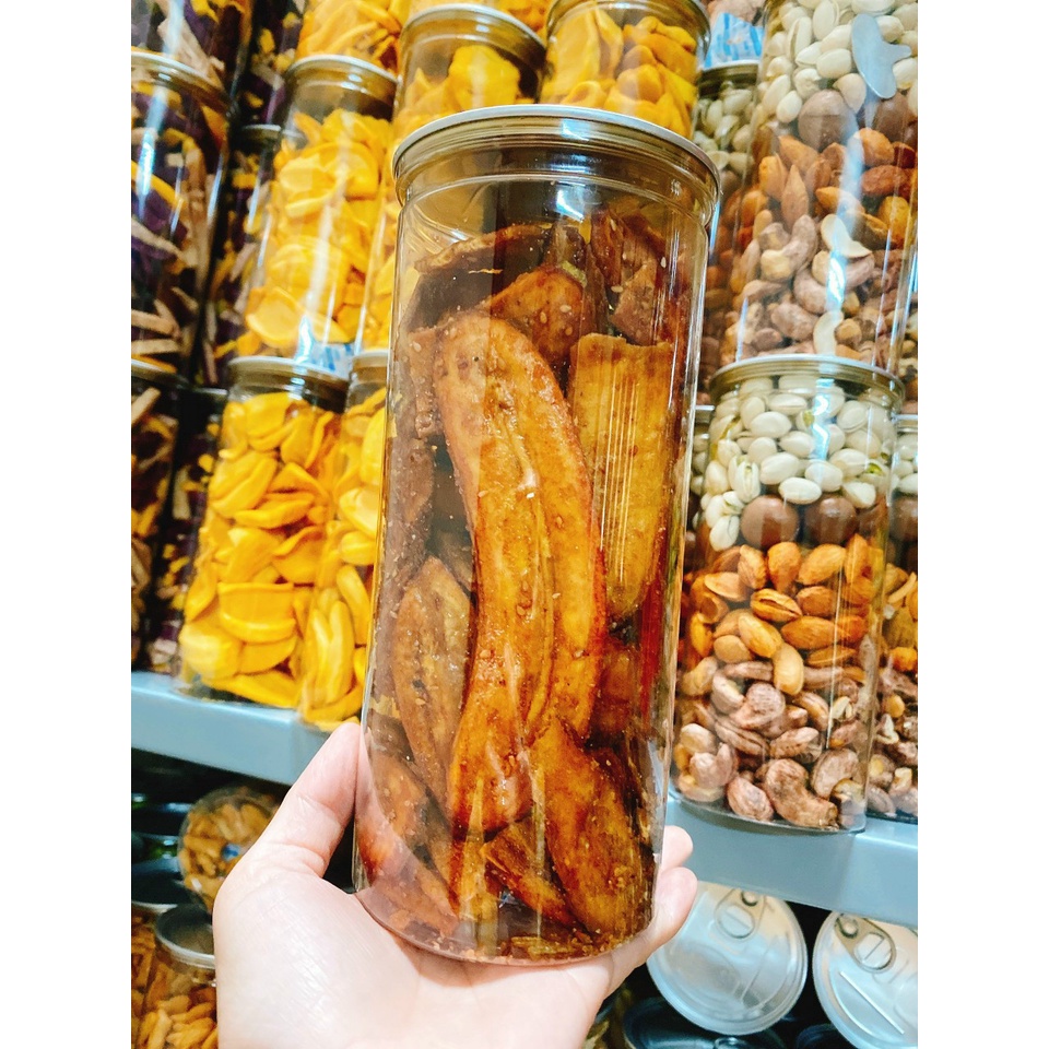 Chuối Sấy Mè Gừng POPPY Hũ 250gr, đặc sản Đà Lạt, đồ ăn vặt ngon, hộp zip cao cấp