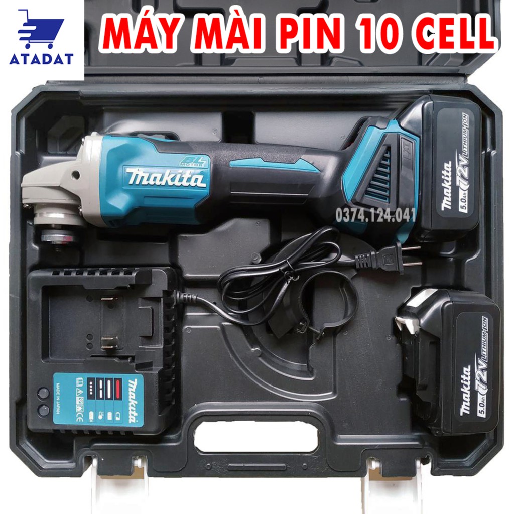 Máy mài pin MAKITA 118V  - Động cơ không chổi than [FULL BOX] Máy cắt cầm tay - 2 Pin