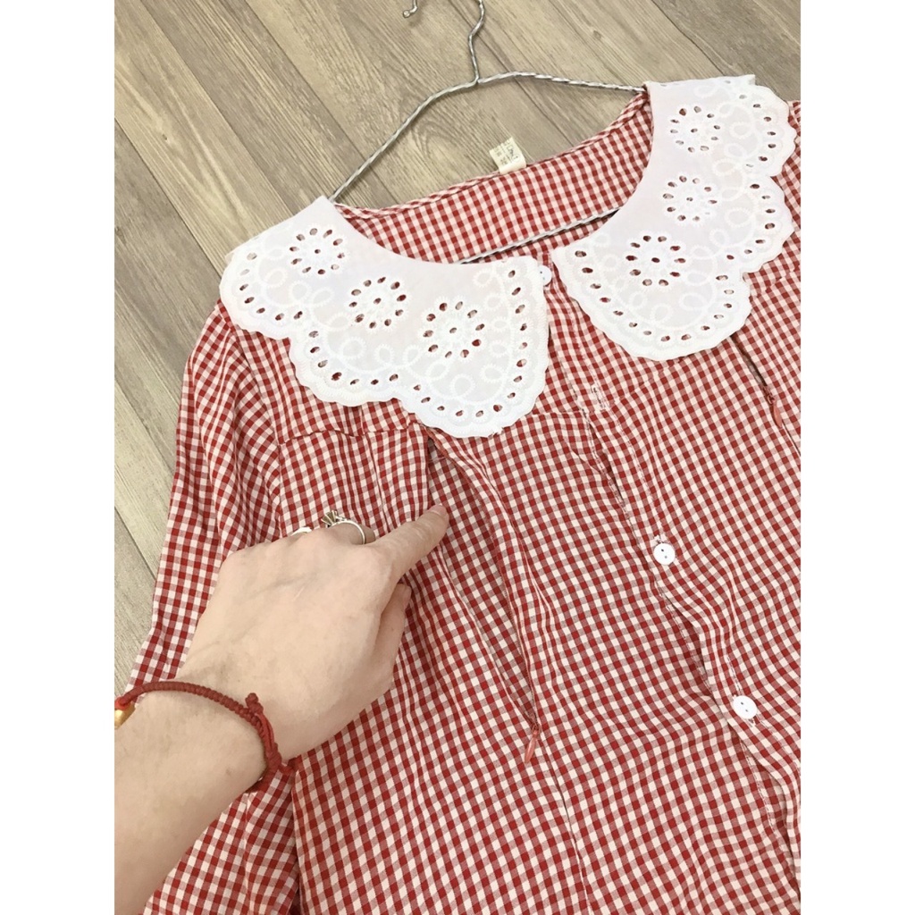 Bộ bầu và sau sinh,  dài tay kẻ, cổ sen ren siêu xinh, có khoá kéo cho bé ti (45-70kg) A001