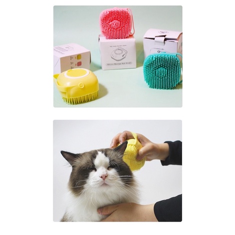 Bàn chải tắm và massage cho chó mèo🌟Có chỗ đựng sữa tắm🛁