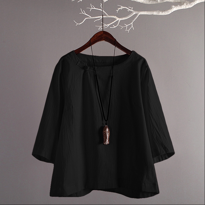 Áo kiểu tay lửng ZANZEA cổ tròn thanh lịch dành cho nữ