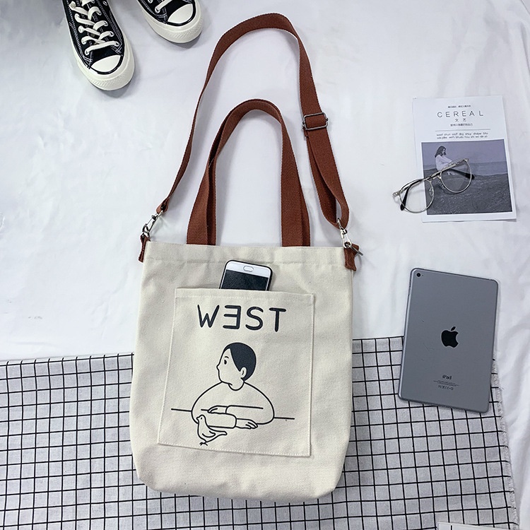 Túi Xách Vải Canvas Kích Cỡ Lớn Kiểu Dáng Dễ Thương Xinh Xắn Dành Cho Nữ