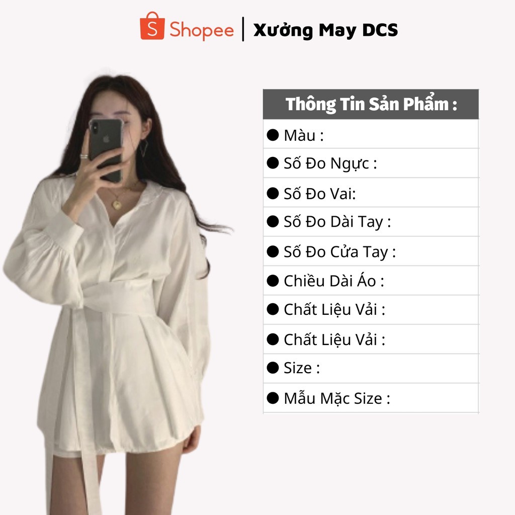 Set Váy Sơ Mi Suông Kèm Đai Buộc Chất Liệu Đũi Quần Đùi/Chân Váy Tiểu Thư Cá Tính 2 Màu Mã 007