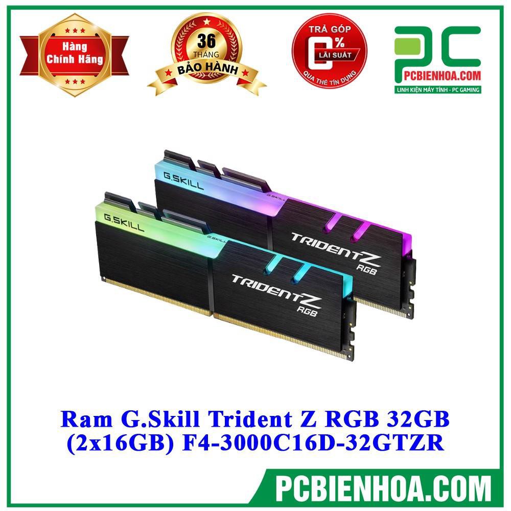 RAM Desktop Gskill Trident Z RGB (F4-3000C16D-32GTZR) 32GB (2x16GB) DDR4 3000MHz 95