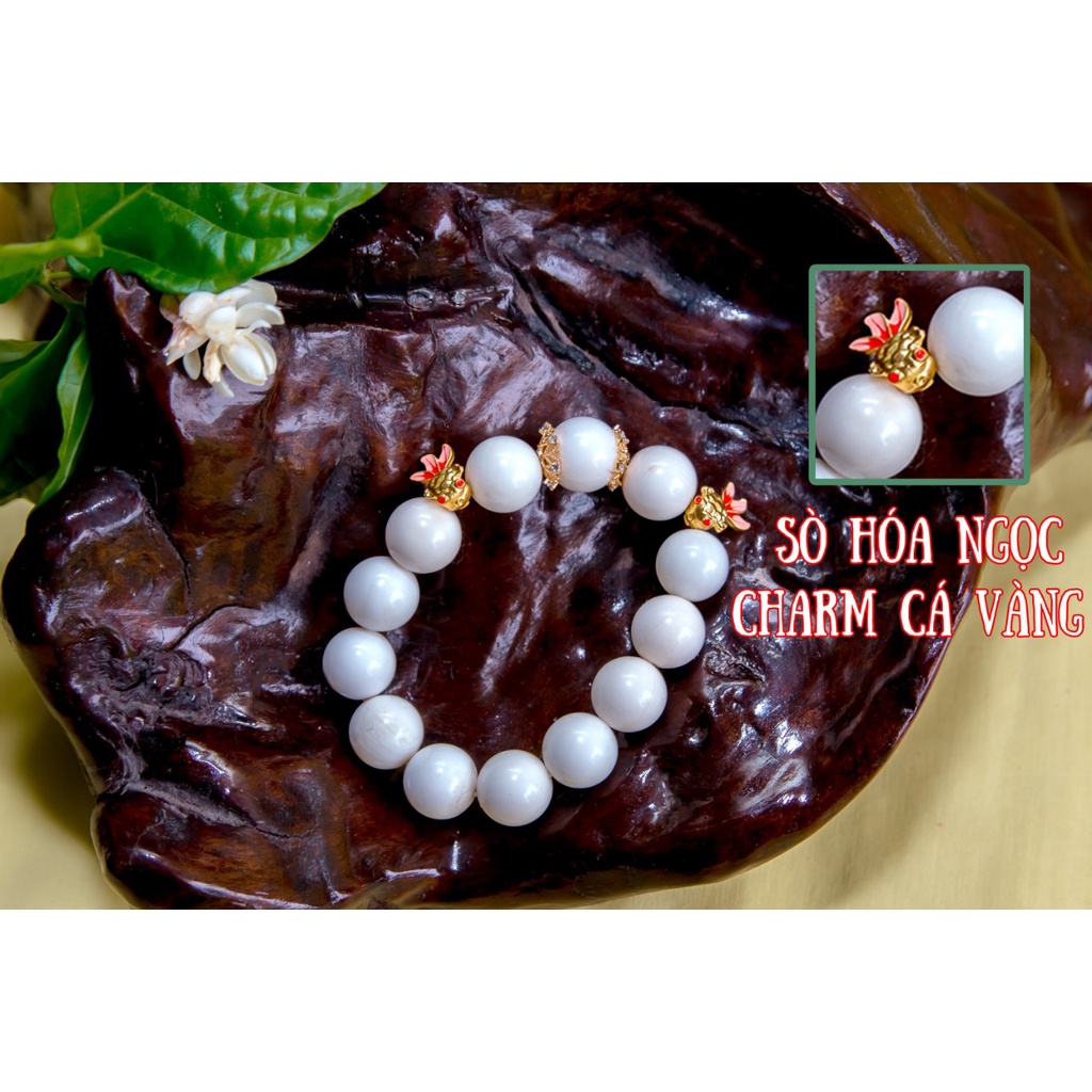 Vòng Tay Sò Hoá Ngọc Phối Charm 14 Li 100% Tự Nhiên Được Chế Tác Thủ Công Từ Việt Nam ( Có Nhận Đặt Làm Theo Mẫu)