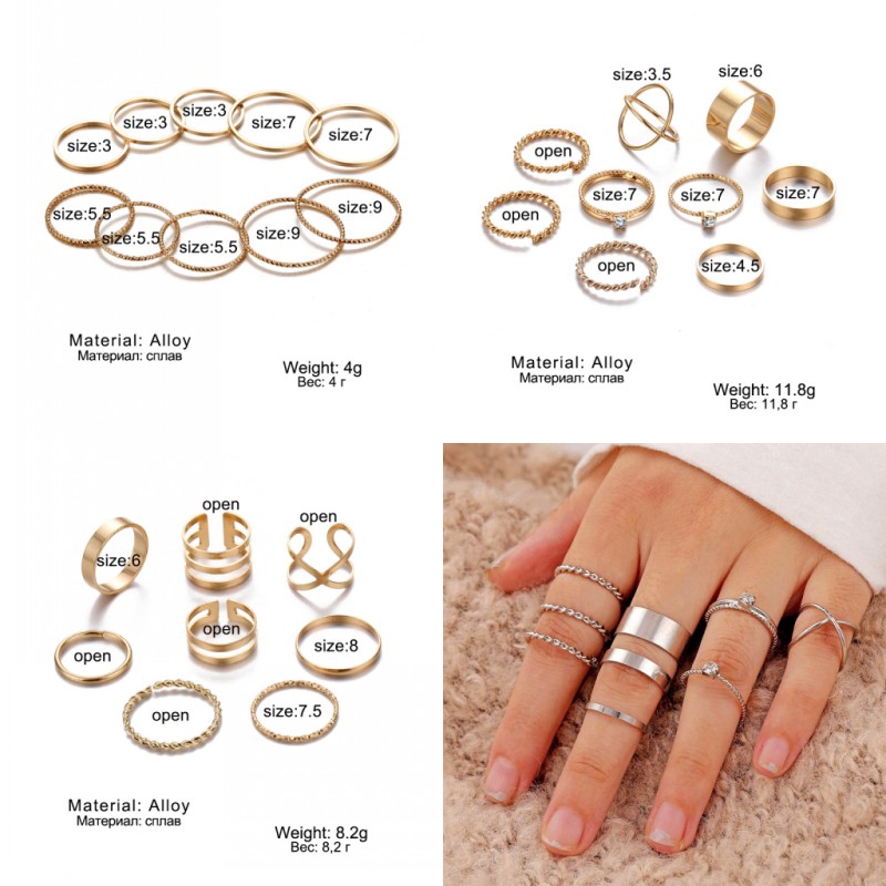 Set Nhẫn Đeo Tay Kim Loại Phong Cách Vintage Cho Nữ | BigBuy360 - bigbuy360.vn
