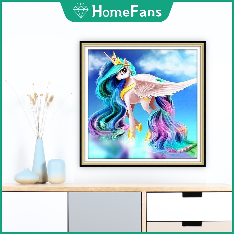 Bộ Tranh Đính Đá 5D Tự Làm 30x30cm / 40x40cm / 50x50cm Hình Kỳ Lân Đáng Yêu Trang Trí Nhà Cửa