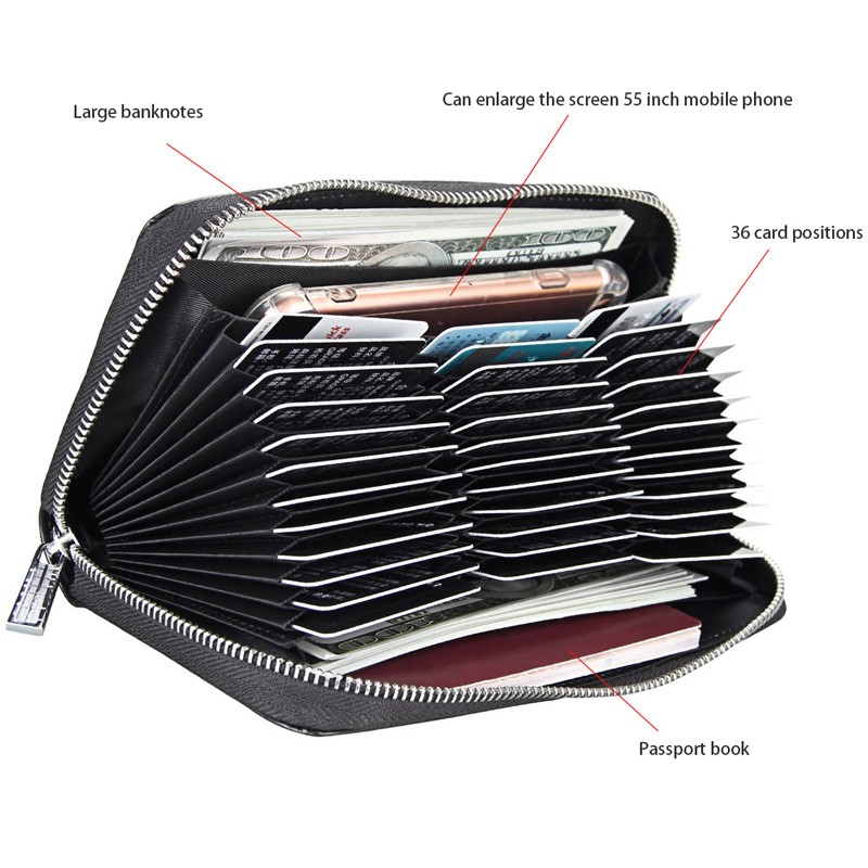 Evertoner Ví Da 36 Ngăn Đựng Thẻ / Điện Thoại Cho Nam Nữ