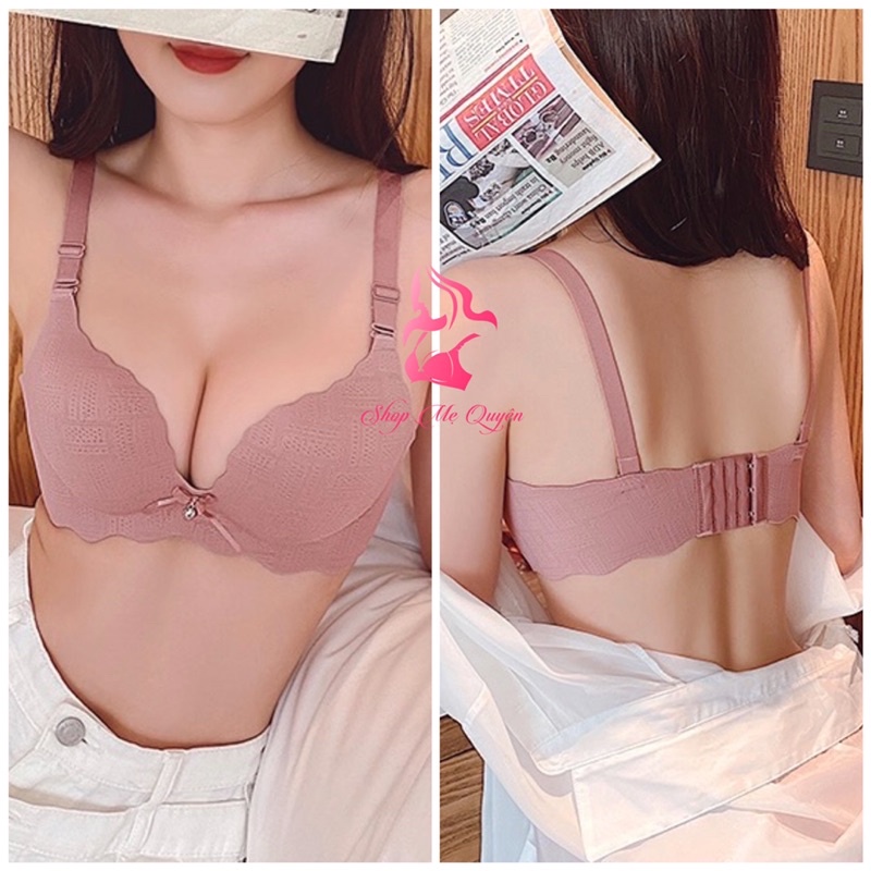 Áo lót, áo ngực su non đính nơ cao cấp, quả vát nâng ngực tròn đầy, chất liệu su mềm mại