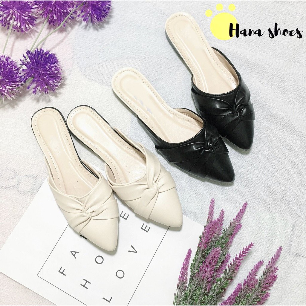 Dép sục nữ nơ xoắn điệu đà da mềm êm chân SU6
