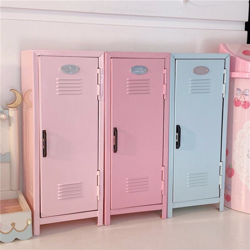 Tủ sắt đựng đồ màu pastel mini để bàn có khoá