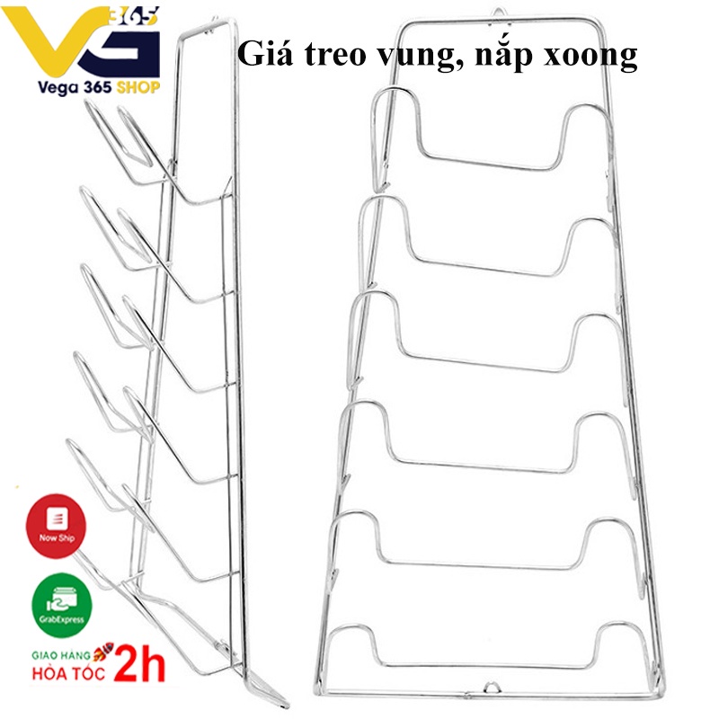 [TRỢ SHIP] Giá inox treo để vung xoong nồi 7 tầng