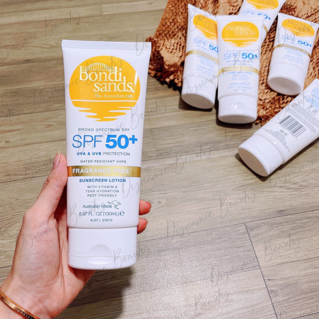 Kem chống nắng Bondi sands broad spectrum spf 50+ fragrance free sunscreen lotion 150ml của Úc