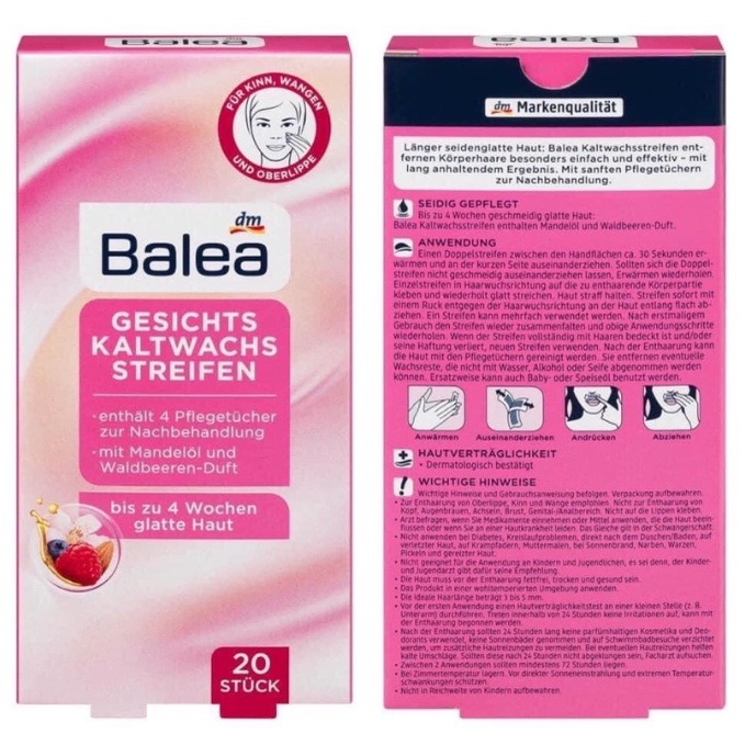 Lẻ 2 miếng dán tẩy lông mặt Balea Đức, wax ria mép, nách, body, vùng bikini - Gemizy Shop