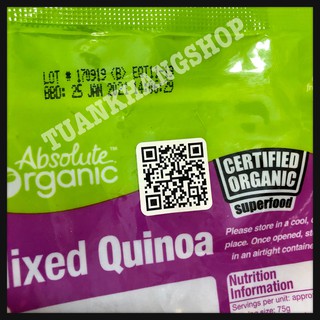 (TEM CHÍNH HÃNG) Hạt Diêm Mạch 3 Màu Quinoa Absolute Organic 400g