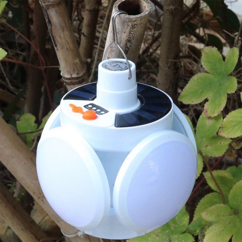 Bóng đèn xòe 4 cánh óng đèn năng lượng mặt trời Bóng Đèn Tích Điện Năng Lượng 4 Cánh tích điện 6-8 h