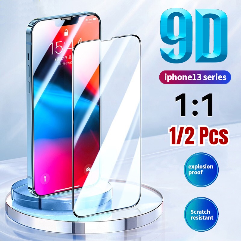 [1/2 Pcs for iphone 13 Series 9D Screen Tempered Glass Film] [Scratch-Resistant &amp; Waterproof and Fingerprint-proof Tempered Glass Screen Protector Compatible with for iphone13, for iphone13 Mini, for iphone13 Pro, for iphone13 Pro Max]