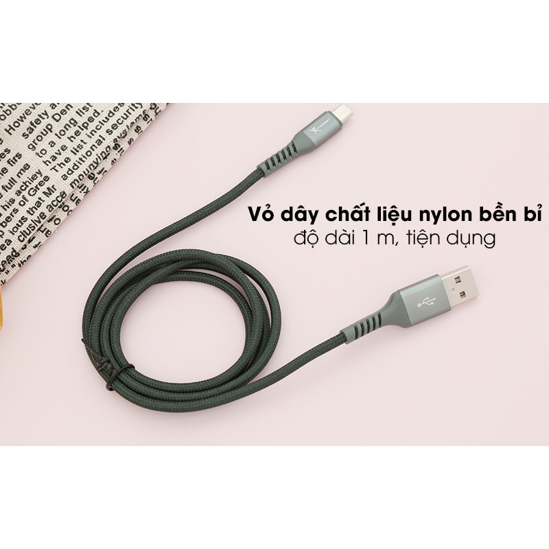 [CHÍNH HÃNG] Cáp Micro 1m Xmobile LTM-02. Thiết kế nhẹ đẹp, vỏ dây chất liệu nylon bền chắc