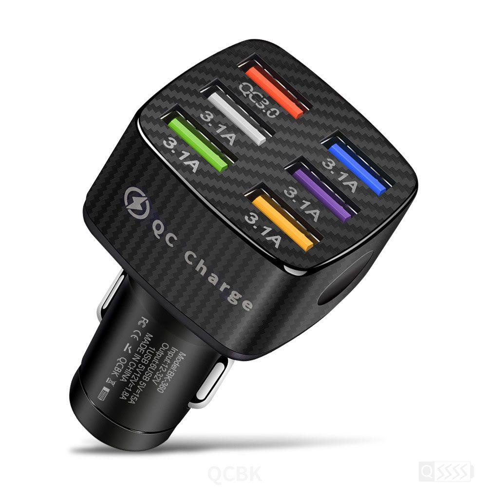 Cốc Sạc Nhanh 6 Cổng USB QC 3.0 Dùng Trong Xe Hơi