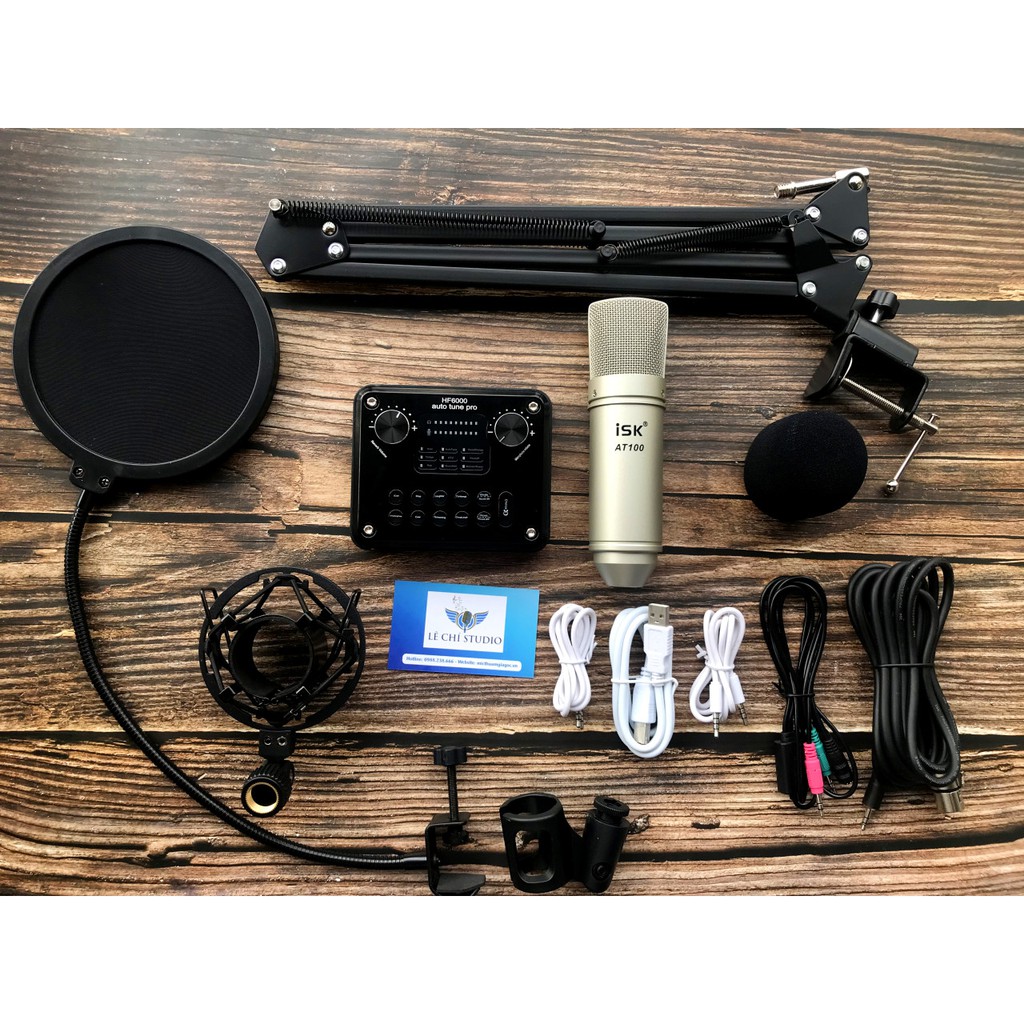 Combo Mic AT100 Kèm Soundcard HF6000