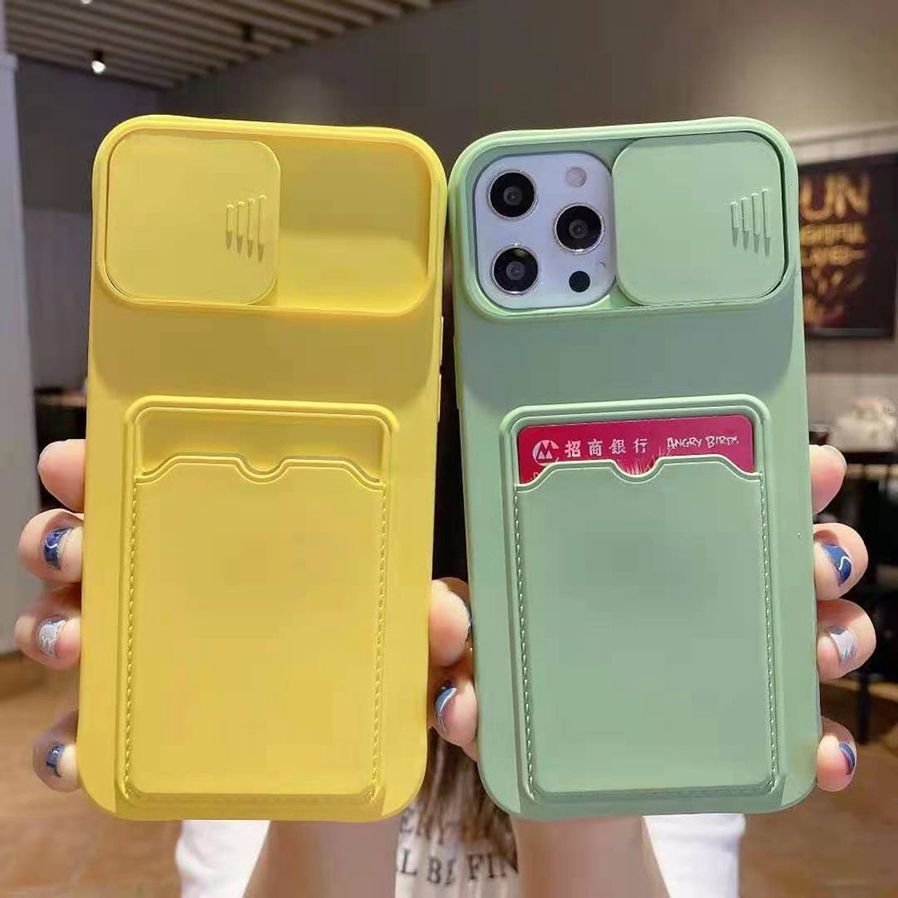 ốp điện thoại Silicone Hình Máy Ảnh Có Ngăn Đựng Thẻ Cho Iphone 12 11 Pro Max