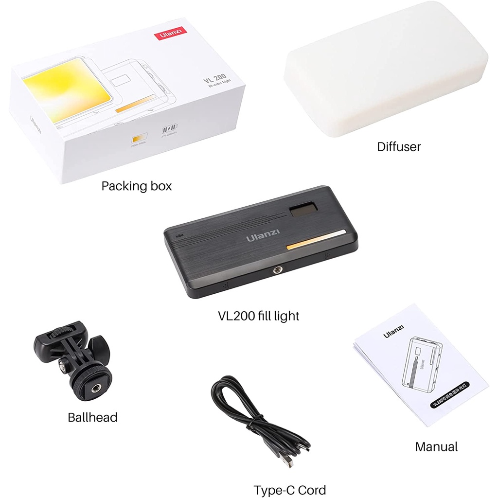 ĐÈN LED ULANZI VL200 ĐỔI MÀU BI-COLOR LED VIDEO LIGHT - HÀNG CHÍNH HÃNG