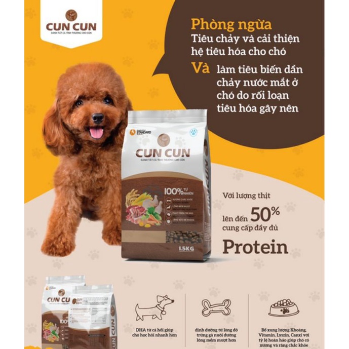 cun cun thức ăn hạt cho chó túi 1,5kg