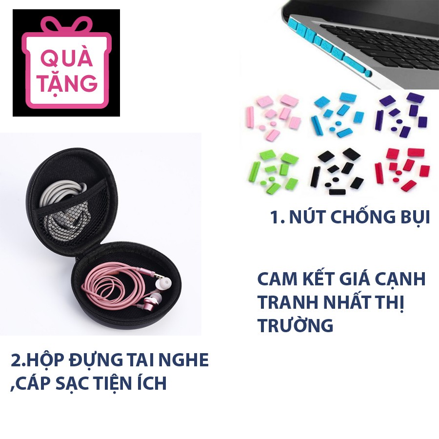 [SET 5 Món] Combo Ốp Macbook Kèm Lót Phím, Nút Chống Bụi, Kẹp Chống Gẫy Sạc | BigBuy360 - bigbuy360.vn