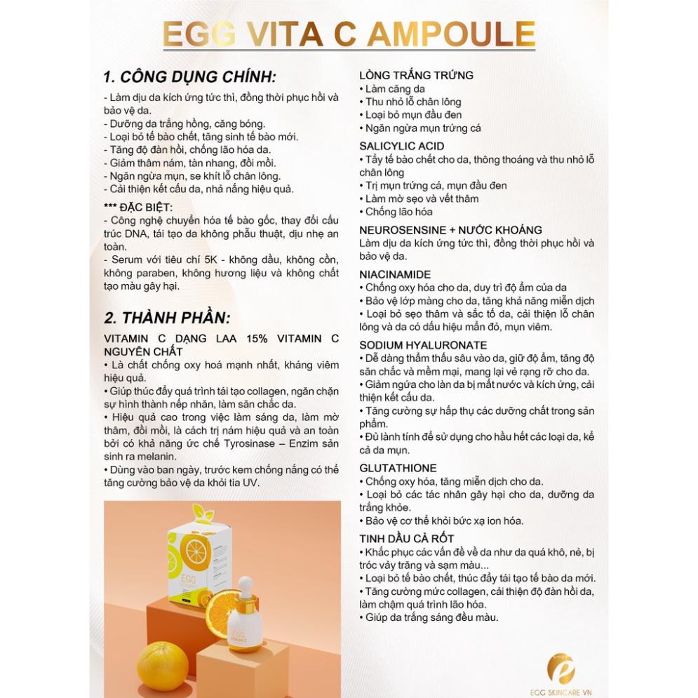 Serum Egg Vita C Queenie Skin - Serum Trứng Vàng Vitamin 15% C Queenie Skin